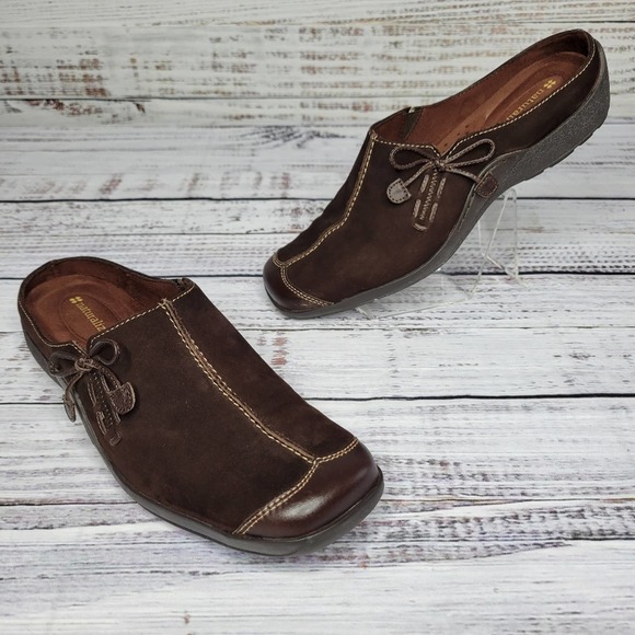 Naturalizer Shoes - Naturalizer Square Toe Oxford Brown Suede Mules Size 8.5